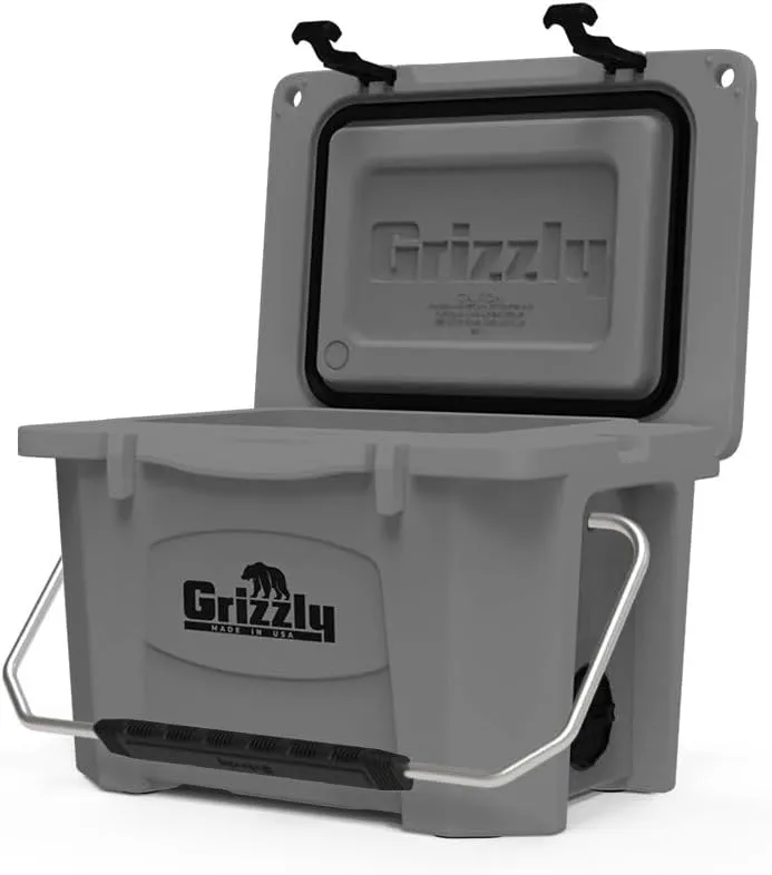 Grizzly 20 Cooler | 20 qt Ice Chest Durable Rotomolded Insulated | Made in USA | Warranty for Life | For Beach Boat Camping Fishing Hunting | G20