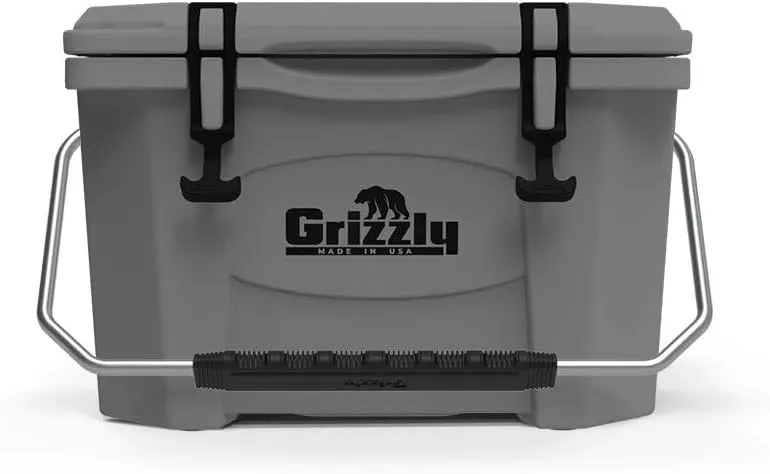 Grizzly 20 Cooler | 20 qt Ice Chest Durable Rotomolded Insulated | Made in USA | Warranty for Life | For Beach Boat Camping Fishing Hunting | G20