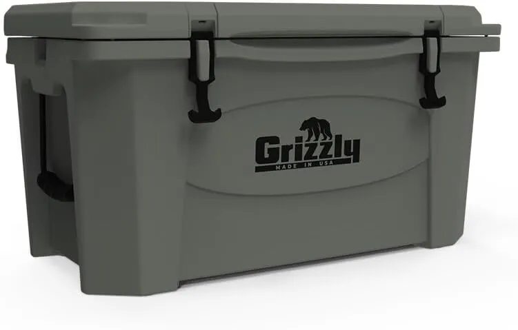 Grizzly 45 Cooler | 45 qt Ice Chest Durable Rotomolded Insulated | Made in The USA | Warranty for Life | for Beach Boat Camping Fishing Hunting | G45