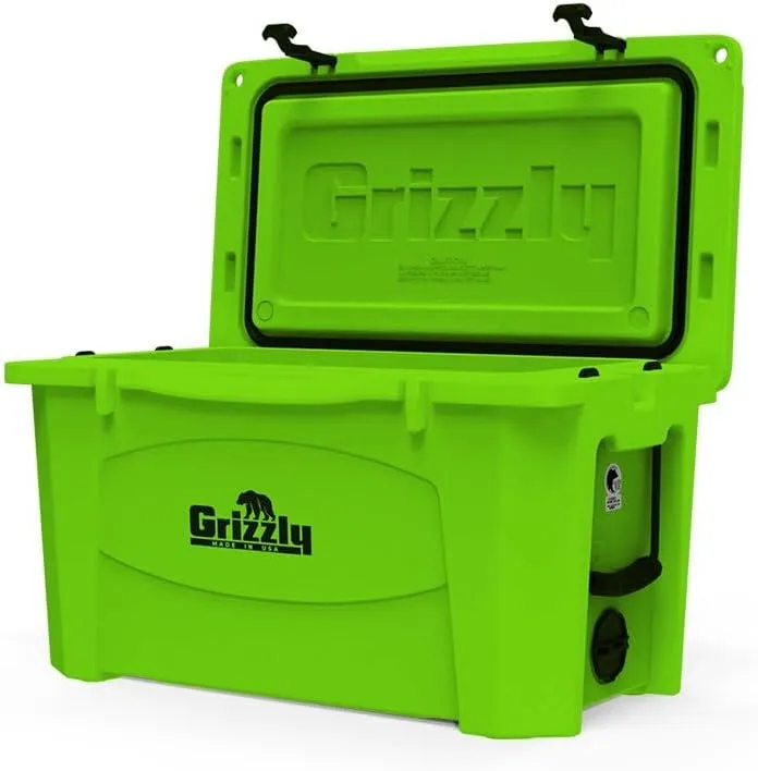 Grizzly 60 Cooler | 60 qt Ice Chest Durable Rotomolded Insulated | Made in USA | Warranty for Life | For Beach Boat Camping Fishing Hunting | G60