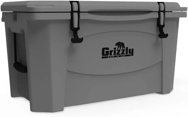Grizzly 60 Cooler | 60 qt Ice Chest Durable Rotomolded Insulated | Made in USA | Warranty for Life | For Beach Boat Camping Fishing Hunting | G60