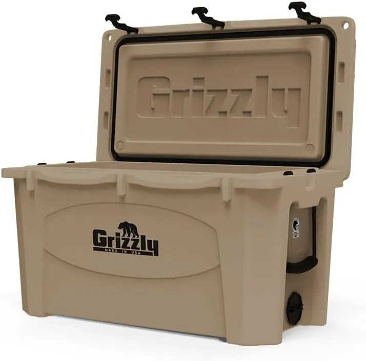 Grizzly 75 Cooler | 75 qt Ice Chest Durable Rotomolded Insulated | Made in USA | Warranty for Life | for Beach Boat Camping Fishing Hunting | G75