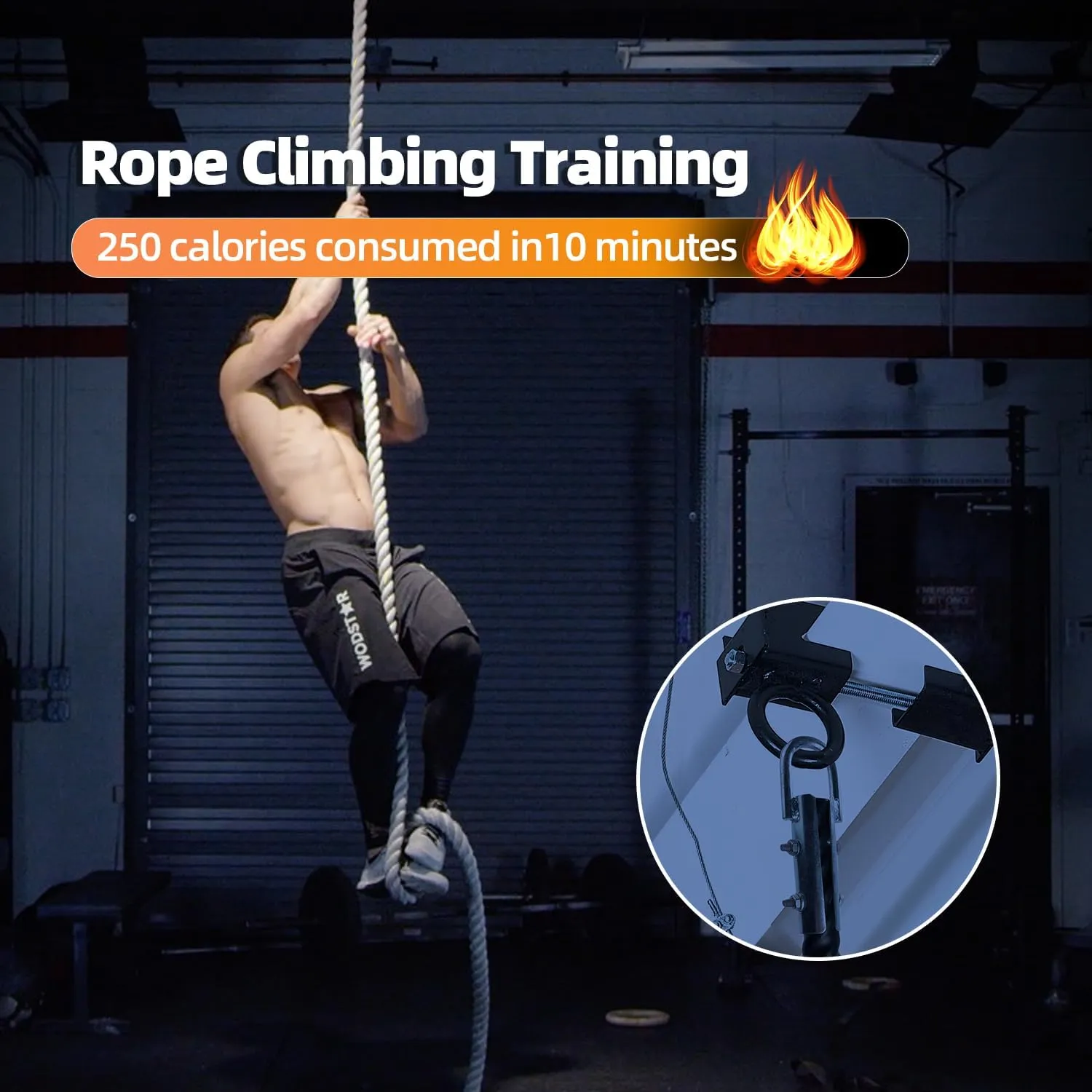 GSE Games & Sports Expert Gym Climbing Rope, Polyester Workout Rope for Indoor/Outdoor and Home Workouts. Great for Climbing Exercises, Strength Training - 6,10,15,20,25,30 Feet Lengths Available