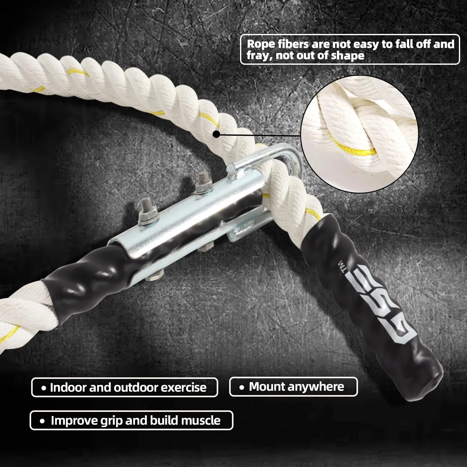 GSE Games & Sports Expert Gym Climbing Rope, Polyester Workout Rope for Indoor/Outdoor and Home Workouts. Great for Climbing Exercises, Strength Training - 6,10,15,20,25,30 Feet Lengths Available