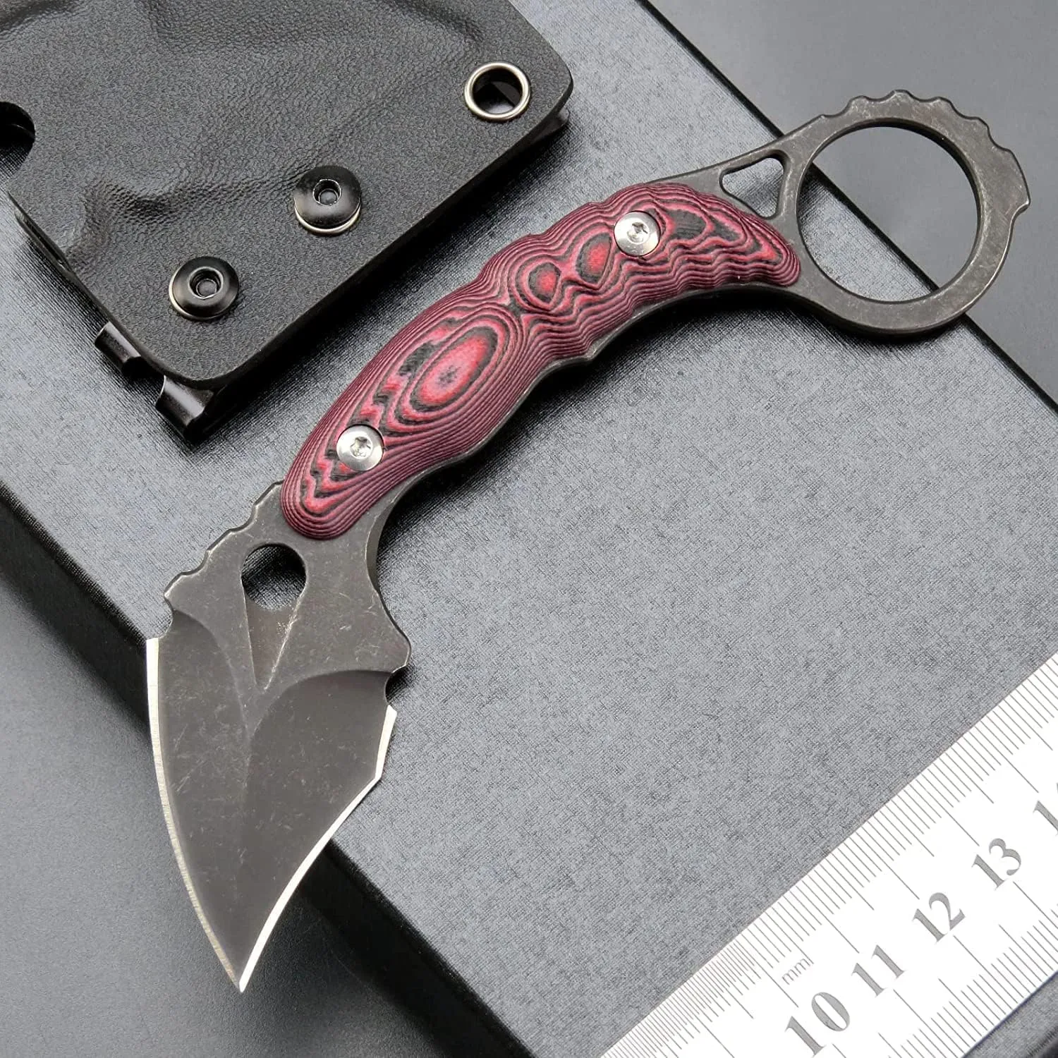 GTK107 Fixed Blade Knife D2 Steel Blade G10 Handle for Outdoor Camping Survival EDC Tool Fixed Knives with Kydex Sheath(Purple