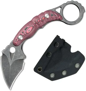 GTK107 Fixed Blade Knife D2 Steel Blade G10 Handle for Outdoor Camping Survival EDC Tool Fixed Knives with Kydex Sheath(Purple
