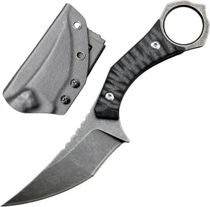 Gtk152 Fixed Blade Knife, D2 Steel Blade G10 Handle EDC Tool Knives with Kydex Sheath, Cool Strong Sharp Fixed Knife for Outdoor Camping Hunting(Black)