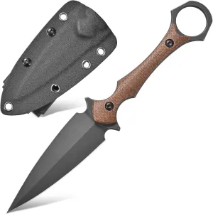 GTK292 Fixed Blade Knife D2 Steel Blade Micarta Handle EDC Tool Knifes for Outdoor Camping Survival Adventure(Brown)