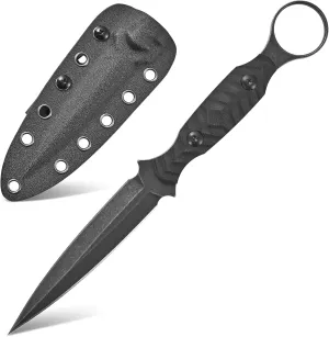 GTK340 Fixed Blade Knife AUS-10 Steel Blade G10 Handle Full Tang EDC Tool Knifes for Outdoor Camping Hiking Survival(Black)