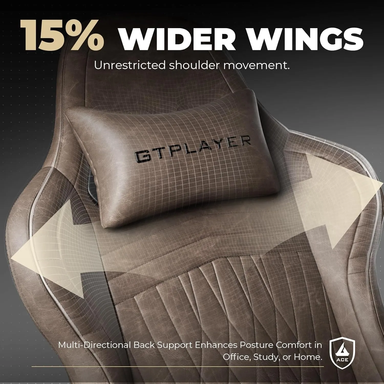 GTPLAYER Gaming Chair with Speakers, Video Game Chairs with Footrest, PC Gamer Chairs for Adults - Padded High Back Ergonomic Reclining Silla Gamer, Linkage Armrest, Ace Pro, Light Brown