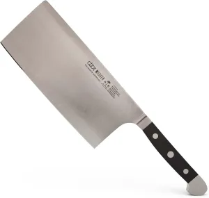 Gude Alpha Series Forged Double Bolster Cleaver 7-in / 14.1-oz, Black Hostaform Handle