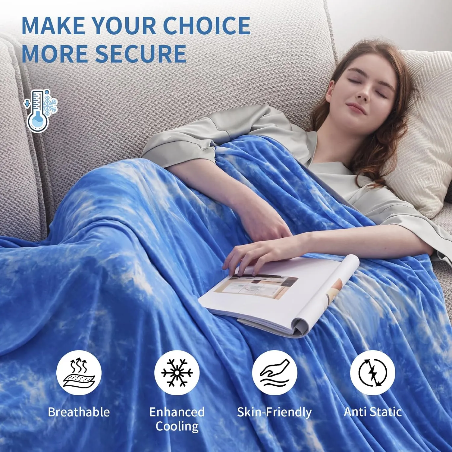 Guohaoi Cooling Throw Blanket for Hot Sleepers,Decortive Tie Dye,Arc-Chill Q-Max >0.5Cool Fiber,100% Oeko-Tex Certified,Lightweight Summer Cool Blanket for Ultra Cold Breathable,Keep Cool,50''x70''