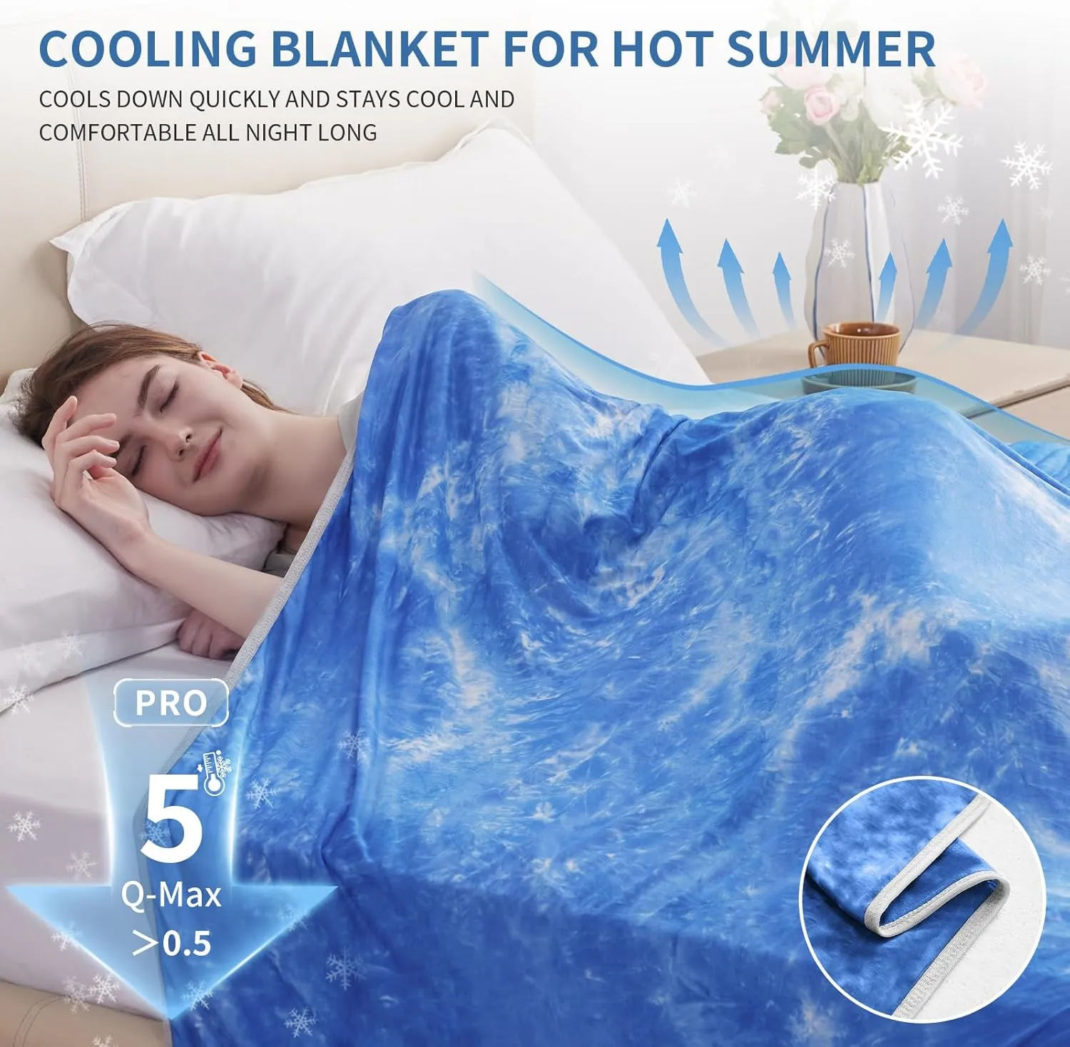 Guohaoi Cooling Throw Blanket for Hot Sleepers,Decortive Tie Dye,Arc-Chill Q-Max >0.5Cool Fiber,100% Oeko-Tex Certified,Lightweight Summer Cool Blanket for Ultra Cold Breathable,Keep Cool,50''x70''