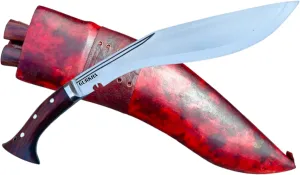 Gurkha WW I 12 IN Fixed Blade Kukri Knife Panawal Balance full Tang 18 IN Indoor-Outdoor Professional Kukri Khukuri Knives with Leather Sheath & Small 2 Knives - Handmade In Nepal