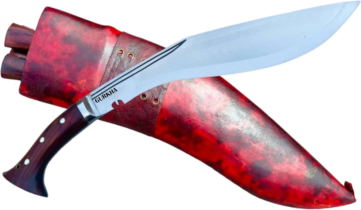 Gurkha WW I 12 IN Fixed Blade Kukri Knife Panawal Balance full Tang 18 IN Indoor-Outdoor Professional Kukri Khukuri Knives with Leather Sheath & Small 2 Knives - Handmade In Nepal