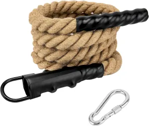 Gym Climbing Rope, Indoor Outdoor Climbing Ropes - Climbing Rope for Adults - 10ft Length, 1.5" Diameter, Climbing Ropes with Hook for Indoor and Outdoor Fitness