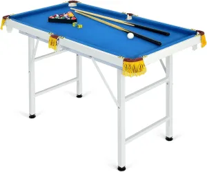 GYMAX Pool Table, 48’’ Foldable Billiard Tables with Balls, 2 Cue Sticks, Chalks and Brush, Mini Pool Table for Kids, Family, Party