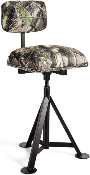 GYMAX Swivel Hunting Chair, Folding 360° Rotatable Camo Hunting Seat, Adjustable Blind Stool Chair with Backrest for Hunting Camping Outdoor Activities