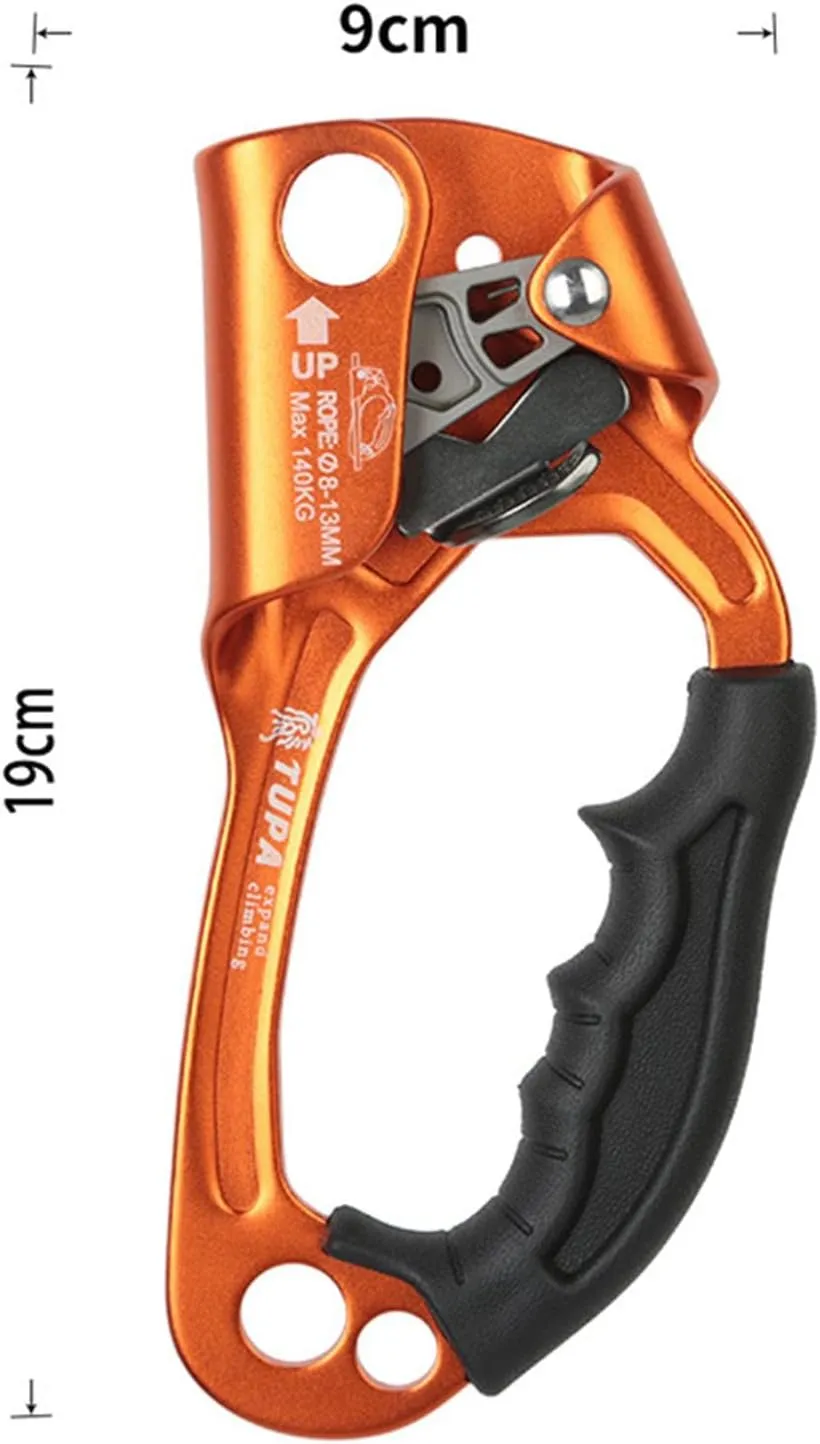 Hand Ascender for Rock Climbing Mountaineering, Orange, Right Hand