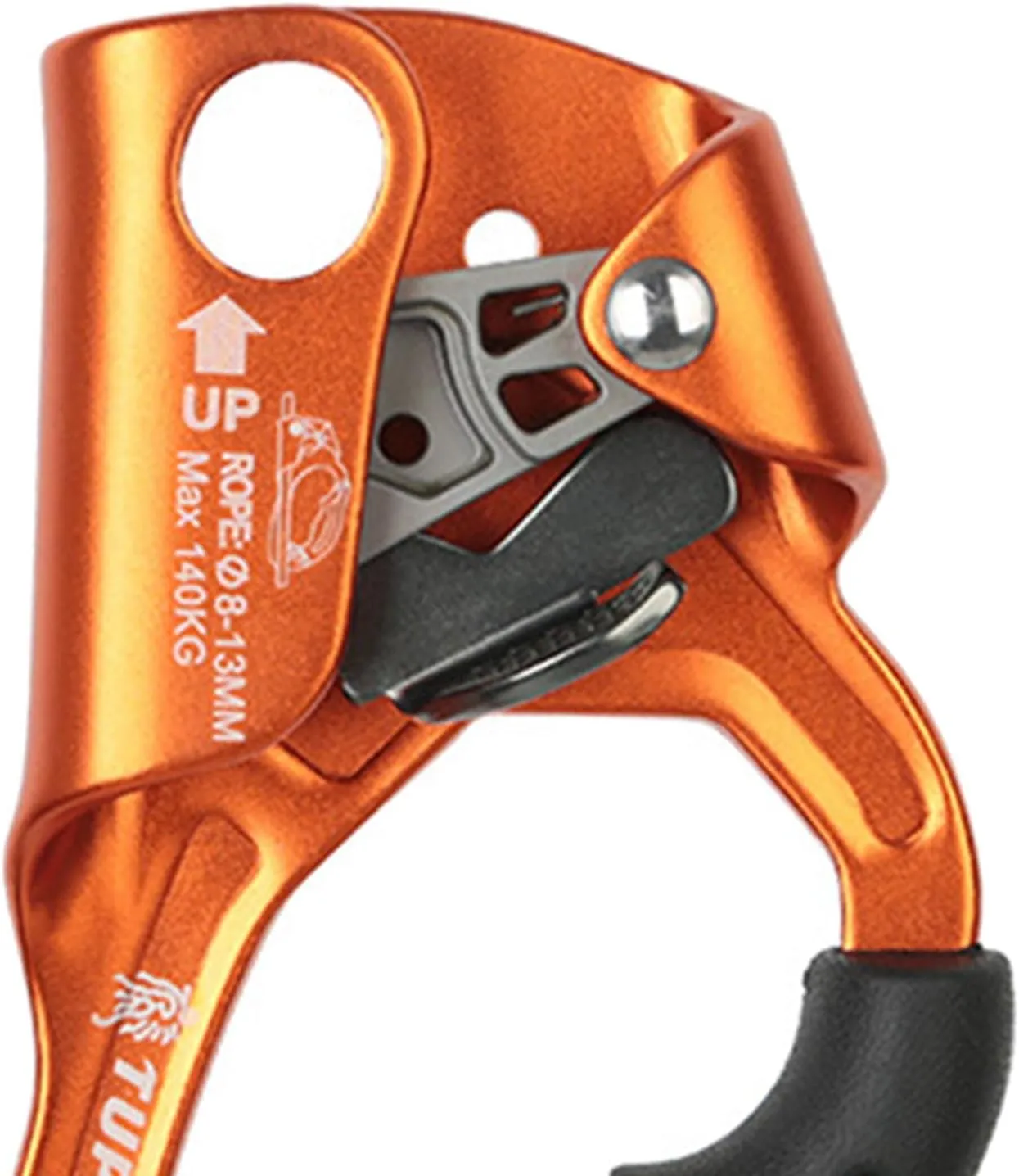 Hand Ascender for Rock Climbing Mountaineering, Orange, Right Hand