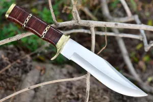 Handmade Bowie Hunting Knife Fixed Blade Knife-Camping Adventure knife Bushcraft Out Door knife with Leather sheath