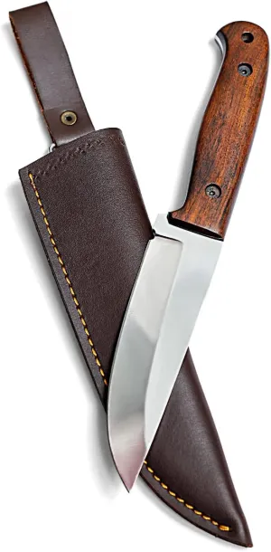 Handmade Bushcraft knife With Leather Sheath | Hunting Knife | Carbon Steel Knife for Hunters | Outdoor Knife With Wood Handle | 10 Inches Full Tang Survival Knife - Camping Knives | HUNT-08