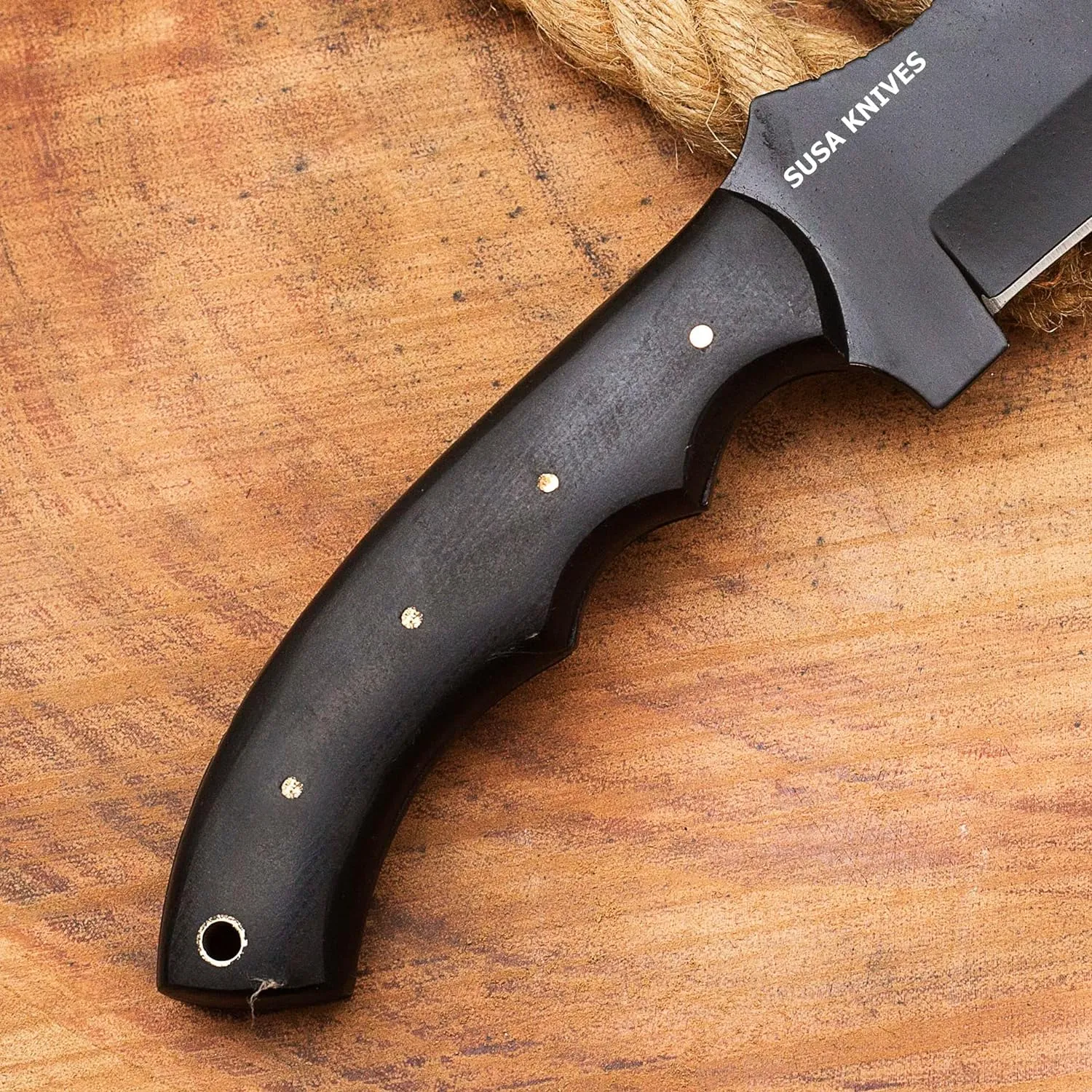 Handmade D2 Steel Tracker Knife - Survival - Camping Knife Tactical Hunting Knife with Sheath Horizontal Carry Fixed Blade (BLACK TRACKER)