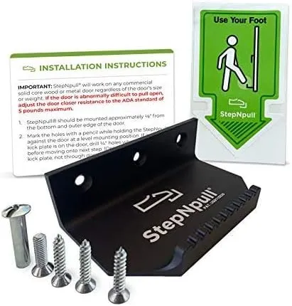 Hands Free No Touch Door Opener - 4pk Commercial Touchless Foot Pull Tools for Bathroom (Black - 4 Count)