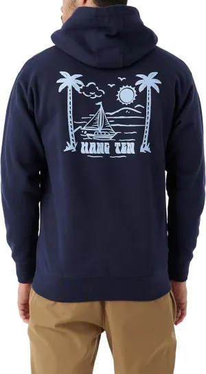 Hang Ten Mens Square Logo Hoodie - Comfortable Hooded Sweatshirt for Men - Relaxed Fit with Front Pocket