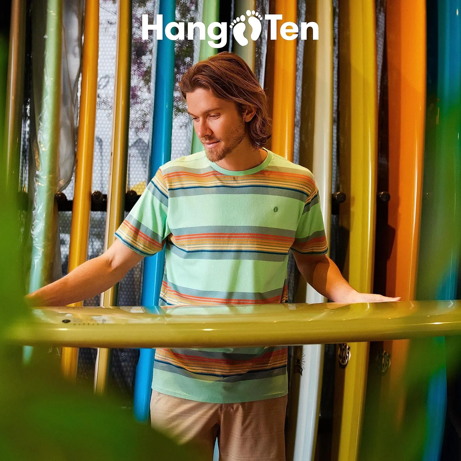 Hang Ten Mens Square Logo Hoodie - Comfortable Hooded Sweatshirt for Men - Relaxed Fit with Front Pocket
