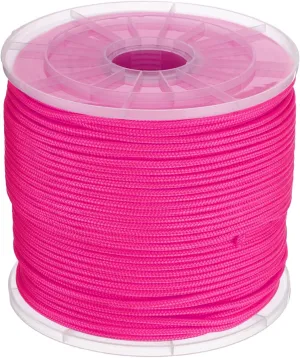 HARFINGTON Solid Braid Nylon Rope 1/8 Inch 500 Ft Multipurpose Polypropylene Utility Rope Cord Line for Camping Flag Pole Climb Knot, Pink