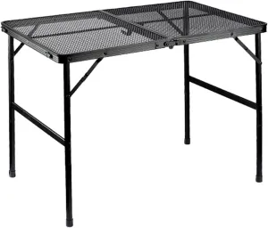 hatleues Folding Camping Table Outdoor Folding Table with Mesh Desktop & Side Pocket Lightweight Aluminum Alloy Folding Grill Table,Height Adjustable,for Camping Hiking Picnic BBQ Black
