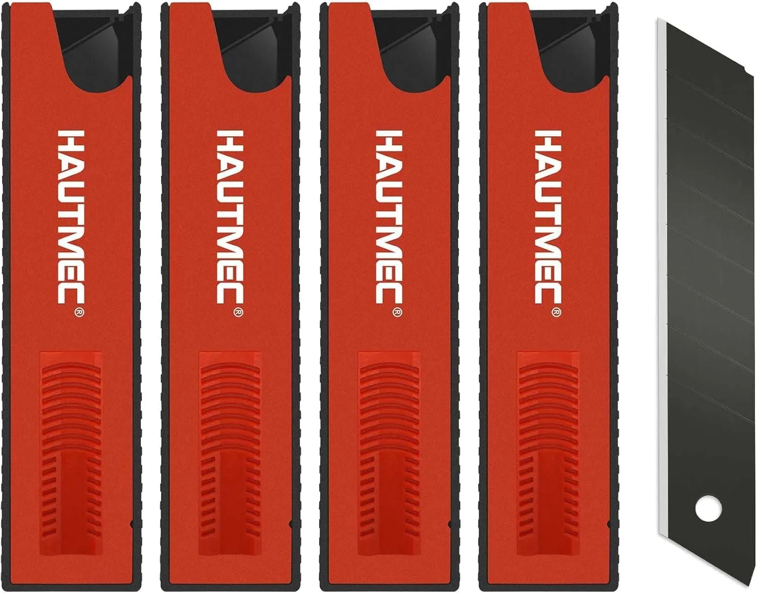 HAUTMEC 40PCS 18mm SK2H Ultra Sharp Snap Off Blades, Retractable Black Utility Knife Replacement Blades, Sharper SK2H Heavy Duty, Creative Safety Box, for Box, Carpet, Rope HT0144-40PC