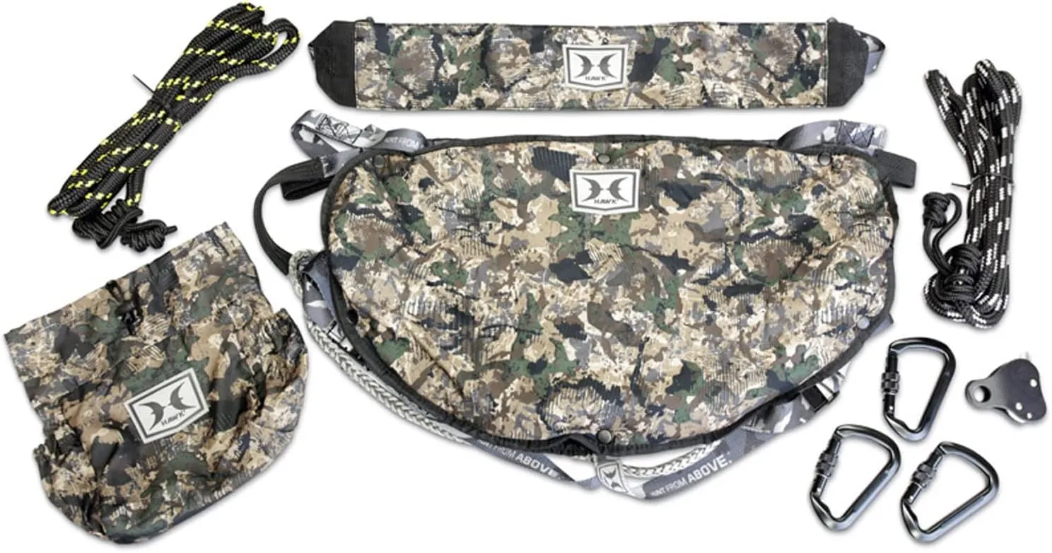 Hawk Helium Hammock Lightweight Packable Comfortable Camo Hunting Tree Saddle with Removable Padded Seat