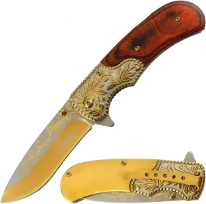 Heavy Duty 8-Inches Every Day Cary Hunting, Camping Folding Pocket-Folding EDC Knife (Gold)