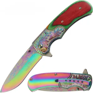 Heavy Duty 8-Inches Every Day Cary Hunting, Camping Folding Pocket-Folding EDC Knife (Titanium)