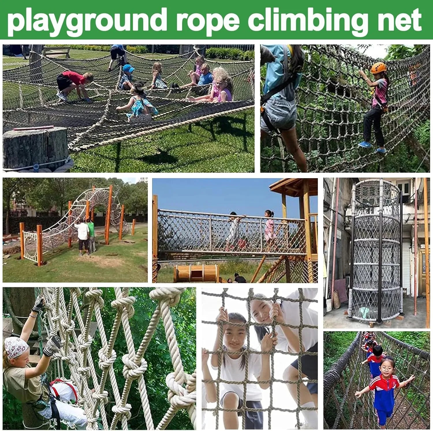 Heavy Duty Climbing Cargo Net for Kids Adults Backyard Playgrounds Net Climbing Rope Ladder Treehouse for Stair Balcony Railing Protection Net,1Mx4M(3.3Tx13.1FT)