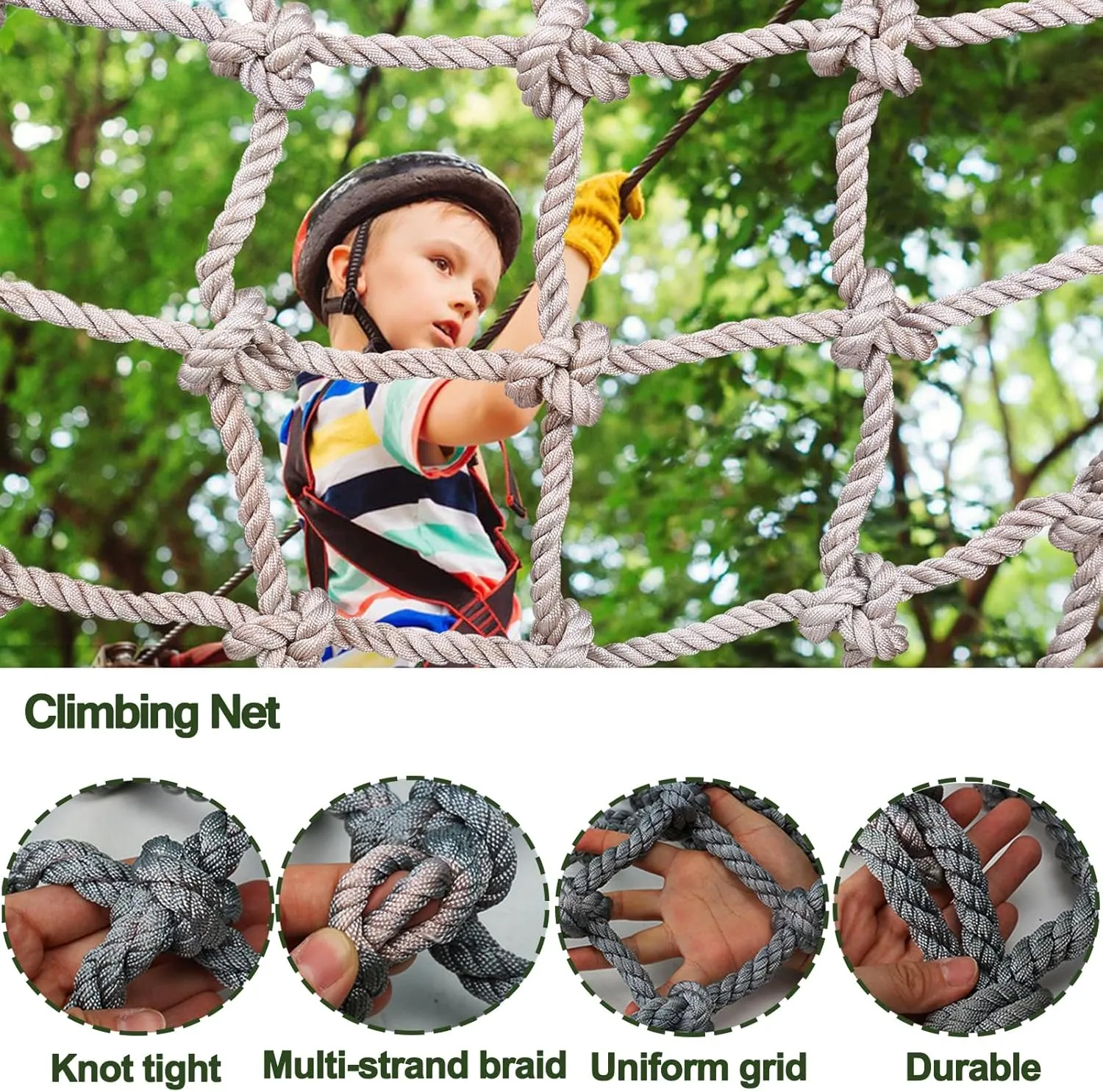 Heavy Duty Climbing Cargo Net for Kids Adults Backyard Playgrounds Net Climbing Rope Ladder Treehouse for Stair Balcony Railing Protection Net,1Mx4M(3.3Tx13.1FT)