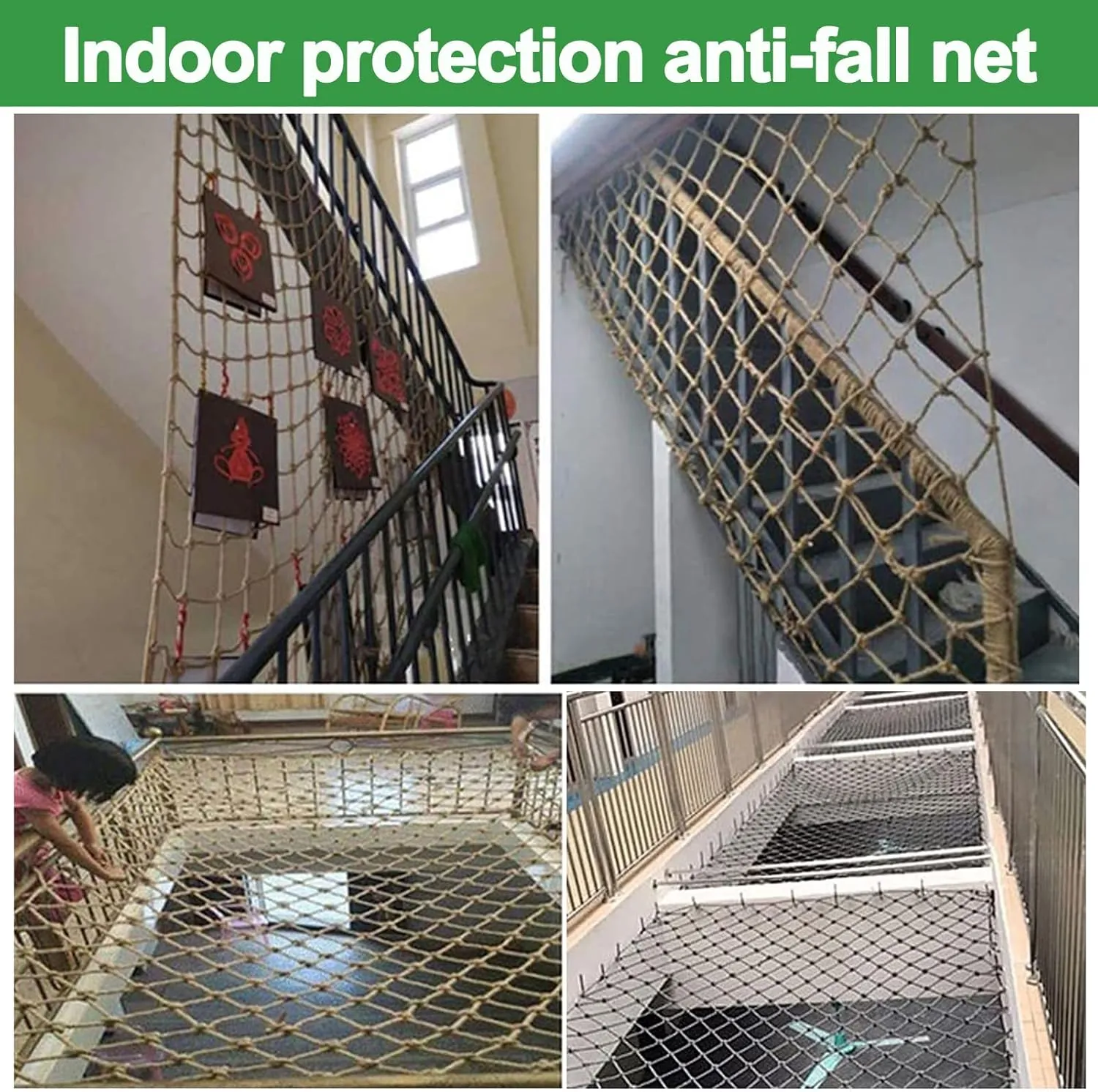 Heavy Duty Climbing Cargo Net for Kids Adults Backyard Playgrounds Net Climbing Rope Ladder Treehouse for Stair Balcony Railing Protection Net,1Mx4M(3.3Tx13.1FT)