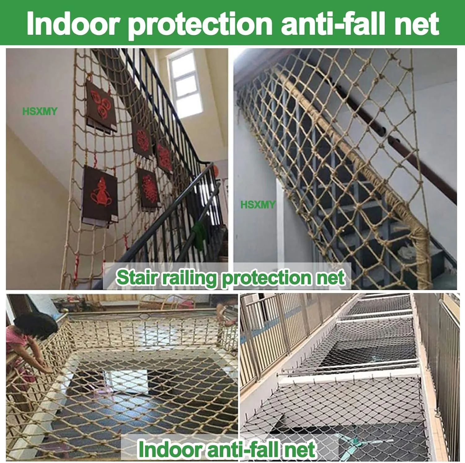 Heavy Duty Climbing Cargo Net for Kids Aldult Thick 0.39" Polyamide Rope Ladder Playground Safety Net Kids Backyard Climbing Frame Net Stair Balcony Railing Protection Net,6.6x8.2ft