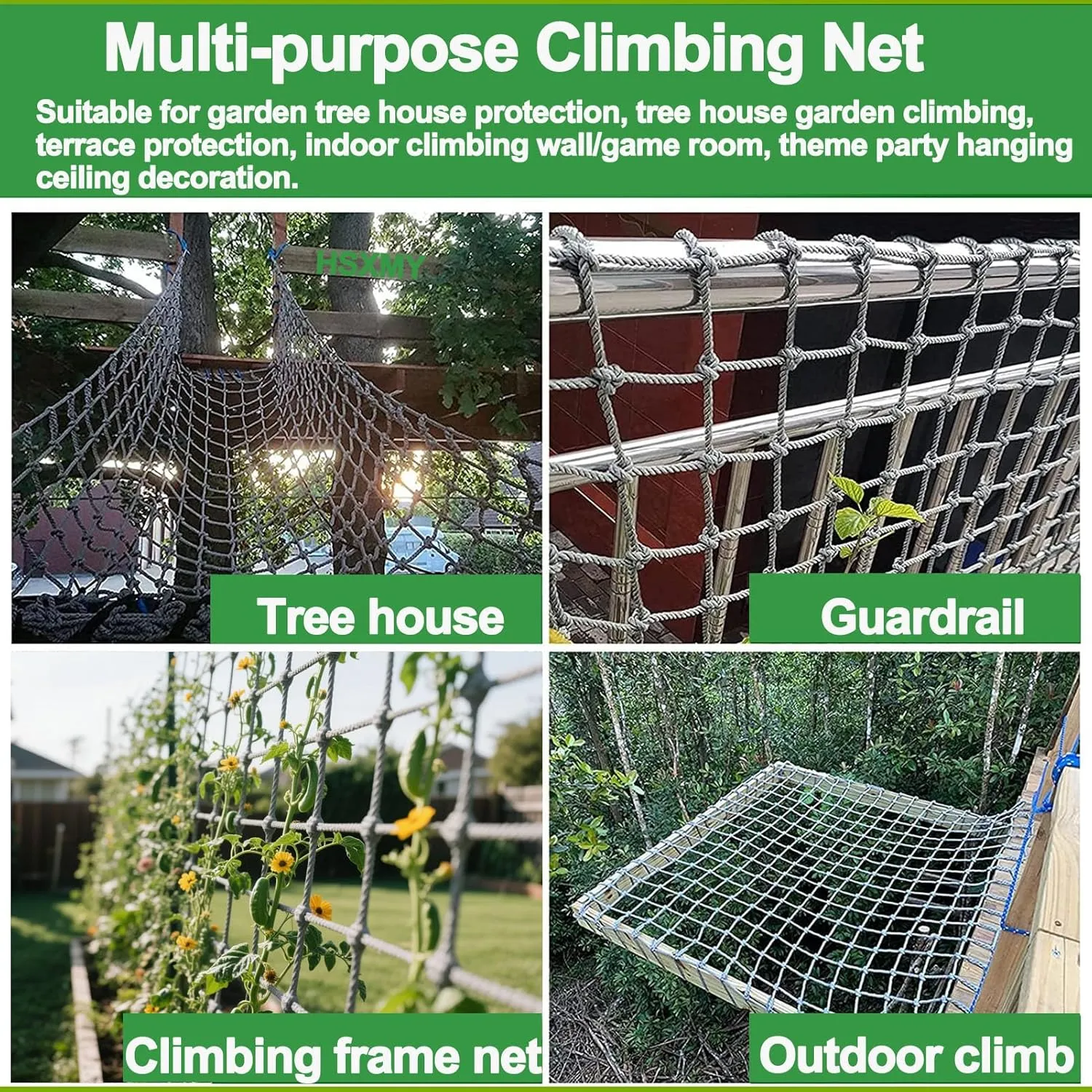 Heavy Duty Climbing Cargo Net for Kids Aldult Thick 0.39" Polyamide Rope Ladder Playground Safety Net Kids Backyard Climbing Frame Net Stair Balcony Railing Protection Net,6.6x8.2ft