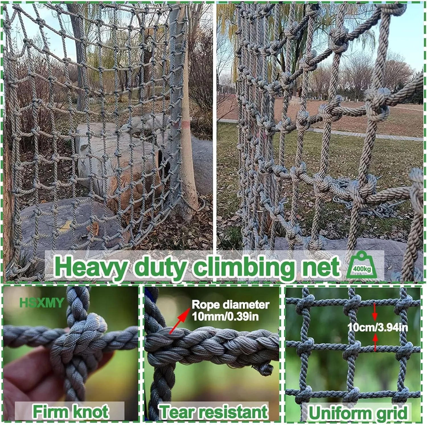 Heavy Duty Climbing Cargo Net for Kids Aldult Thick 0.39" Polyamide Rope Ladder Playground Safety Net Kids Backyard Climbing Frame Net Stair Balcony Railing Protection Net,6.6x8.2ft