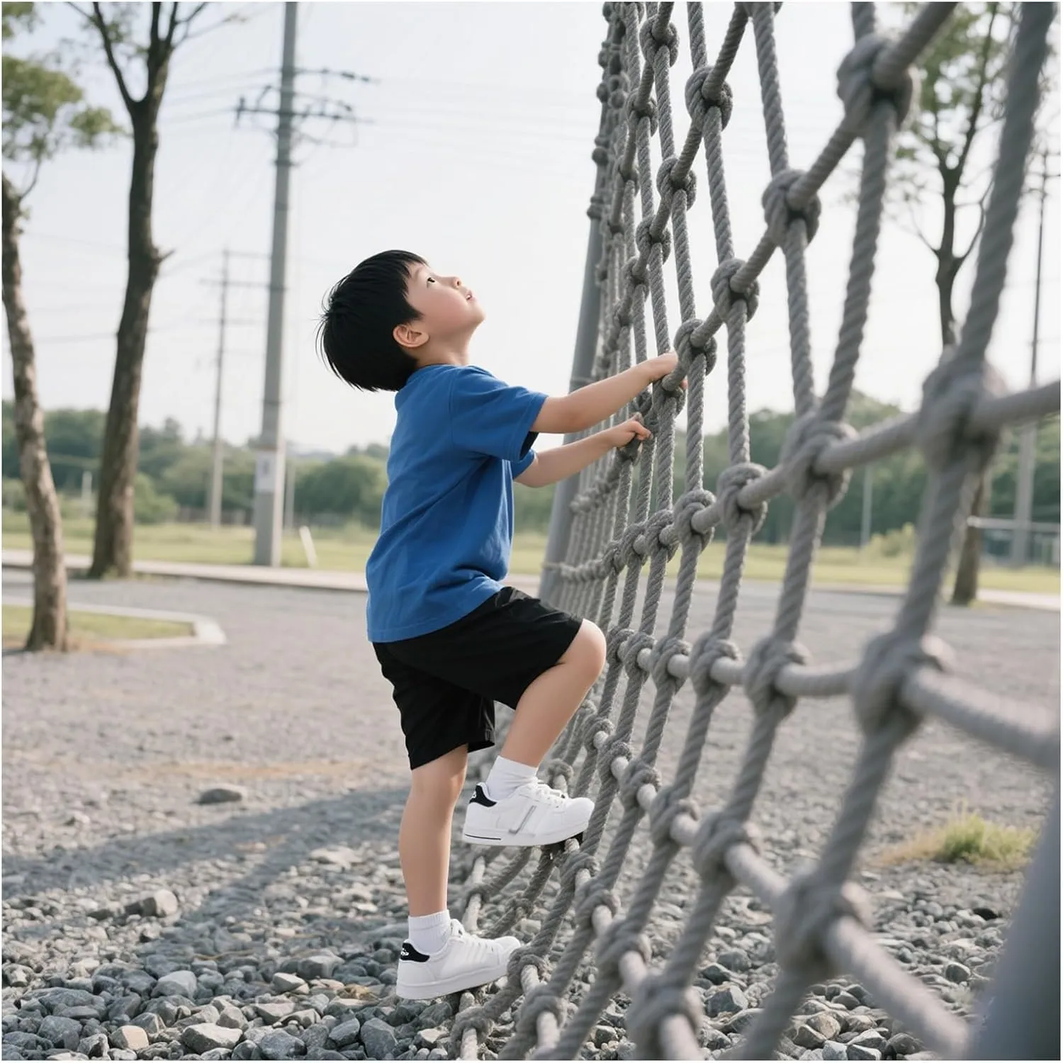 Heavy Duty Climbing Cargo Net for Kids Aldult Thick 0.39" Polyamide Rope Ladder Playground Safety Net Kids Backyard Climbing Frame Net Stair Balcony Railing Protection Net,6.6x8.2ft
