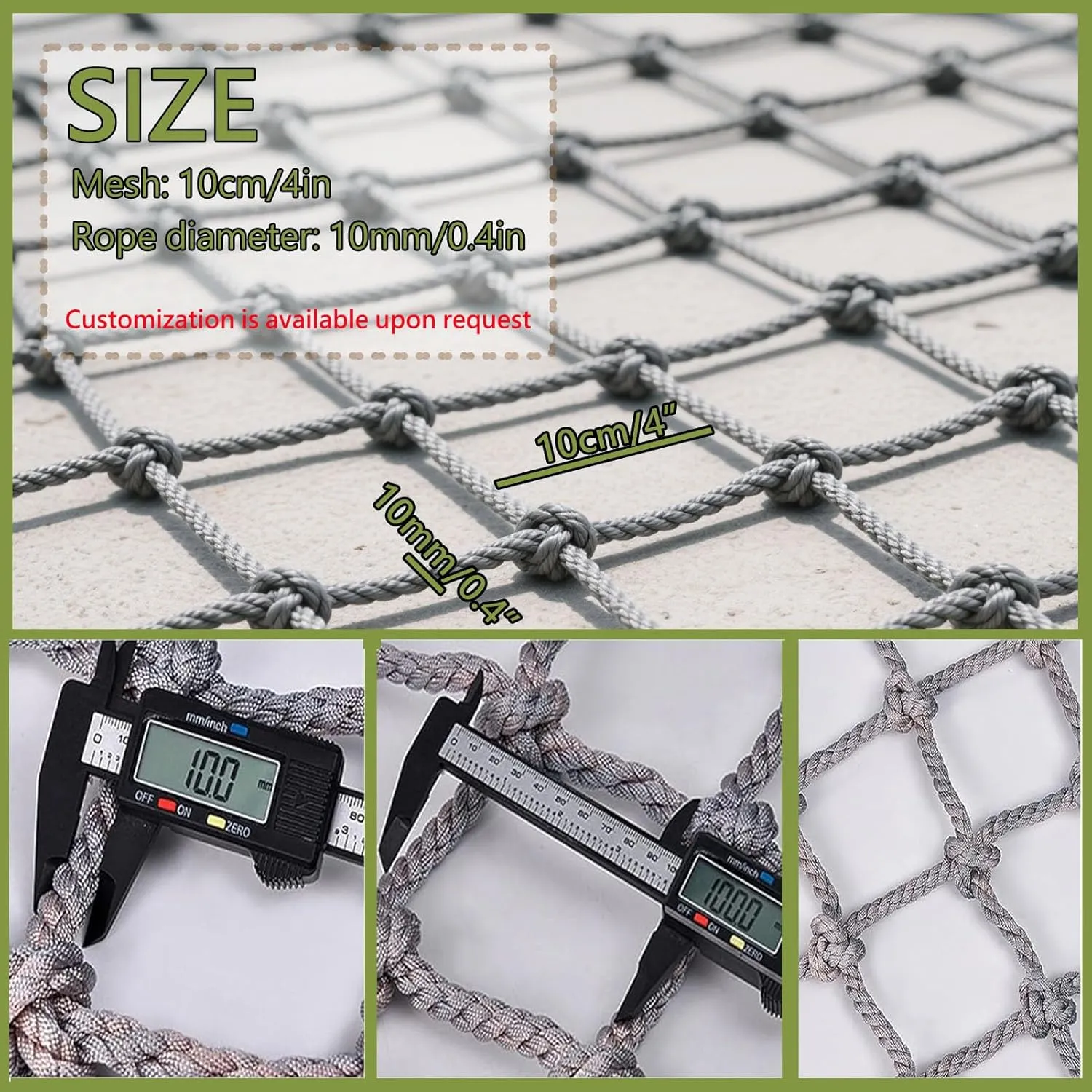 Heavy-Duty Climbing Cargo Net for Kids - Outdoor Play Equipment Safety Rope Netting for Backyard Treehouse Fence Decor -Indoor/Outdoor Climb Protection Net,200x200cm
