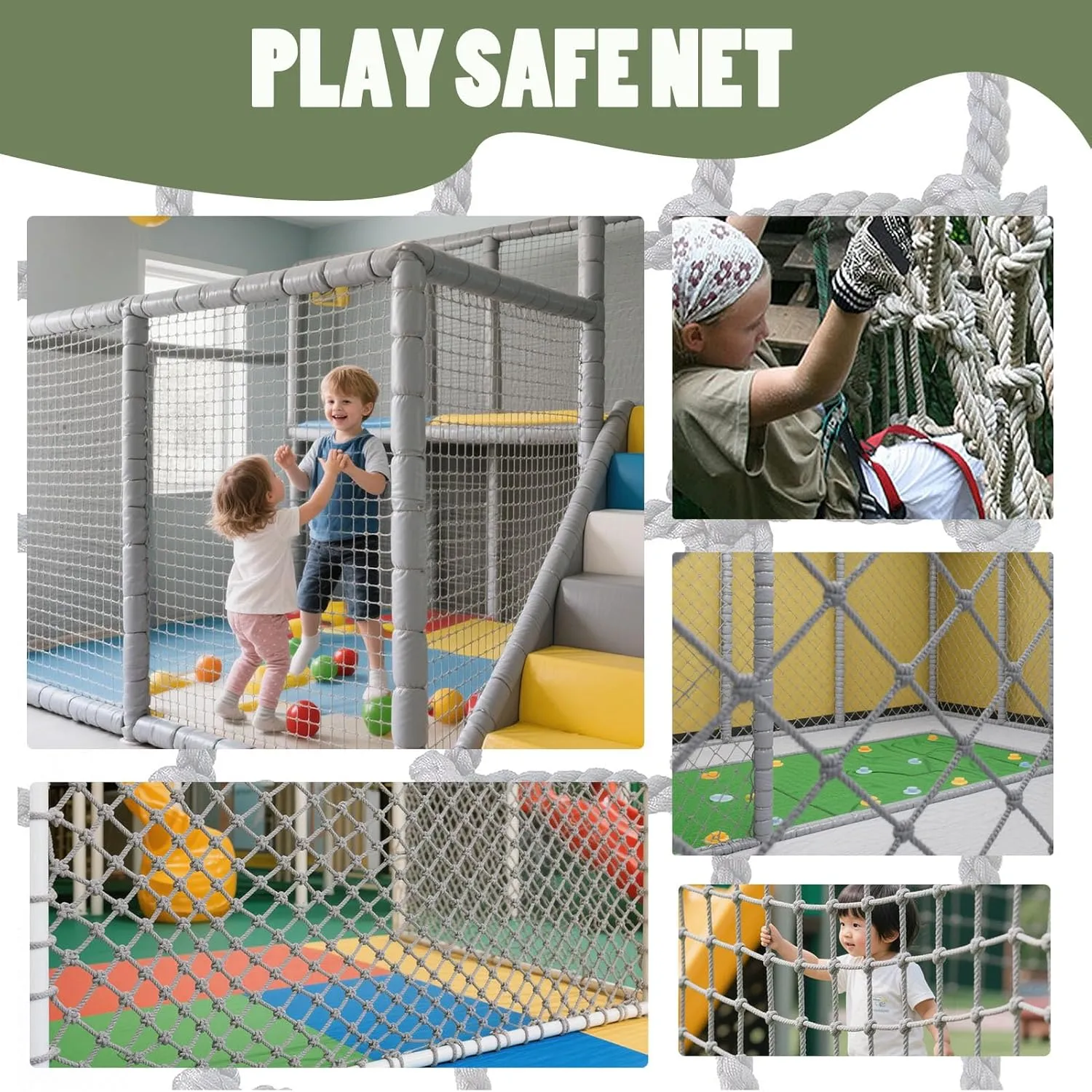 Heavy-Duty Climbing Cargo Net for Kids - Outdoor Play Equipment Safety Rope Netting for Backyard Treehouse Fence Decor -Indoor/Outdoor Climb Protection Net,200x200cm