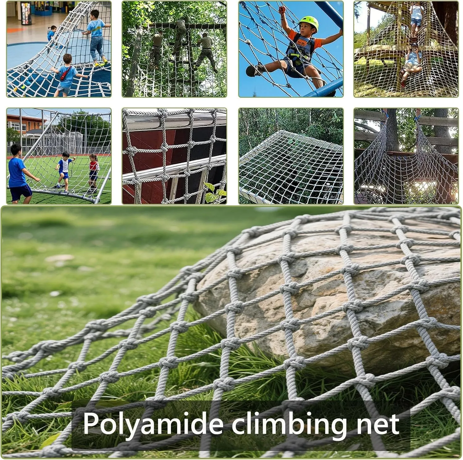 Heavy-Duty Climbing Cargo Net – Large Playground Net Climbing Net for Kids | Indoor & Outdoor Safety Net | Treehouse Rope Ladder,Swing Set Accessory,1×4m/3.28×13.12 ft