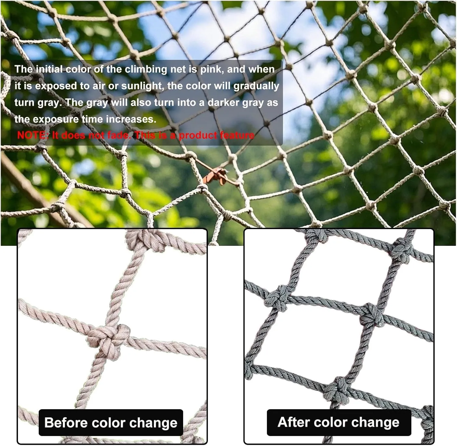 Heavy-Duty Climbing Cargo Net – Large Playground Net Climbing Net for Kids | Indoor & Outdoor Safety Net | Treehouse Rope Ladder,Swing Set Accessory,1×4m/3.28×13.12 ft