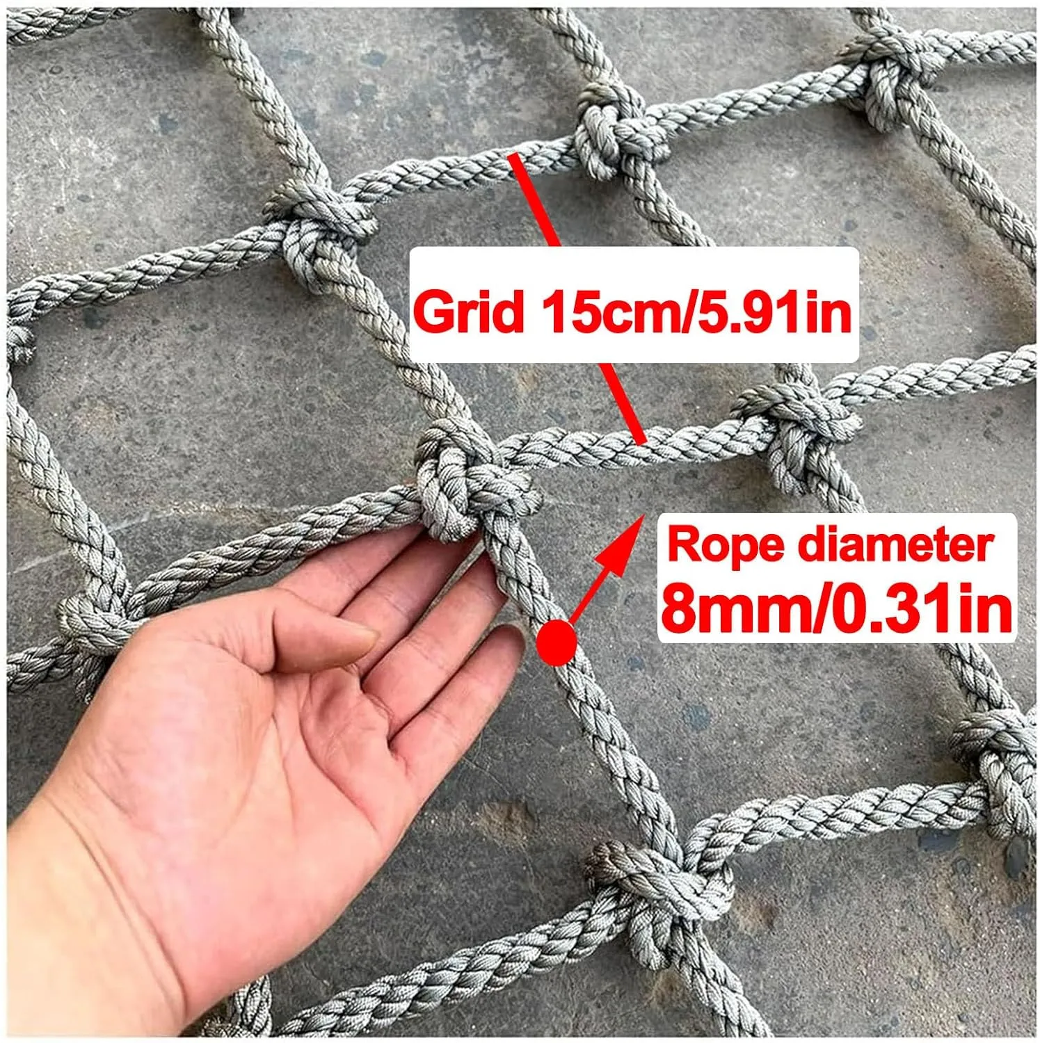 Heavy Duty Climbing Cargo Net Polyamide Playground Safety Net Climbing Net for Kids Outdoor Treehouse Netting Rope Ladder Stair Balcony Railing Protection Net,6.6x13.1ft