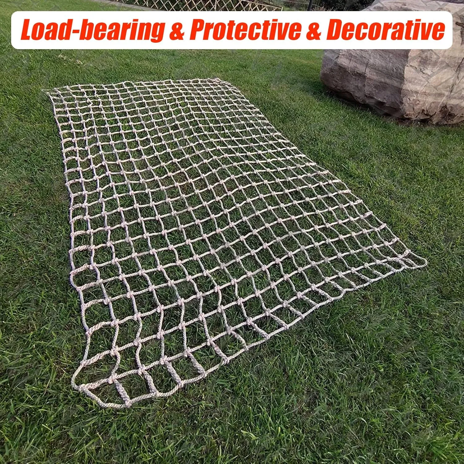 Heavy Duty Climbing Cargo Net,800lbs Load Capacity,Sturdy Polyester Safety Protection Mesh Rope for Treehouse, Playground Backyard Garden(Size:3.3 * 10ft)