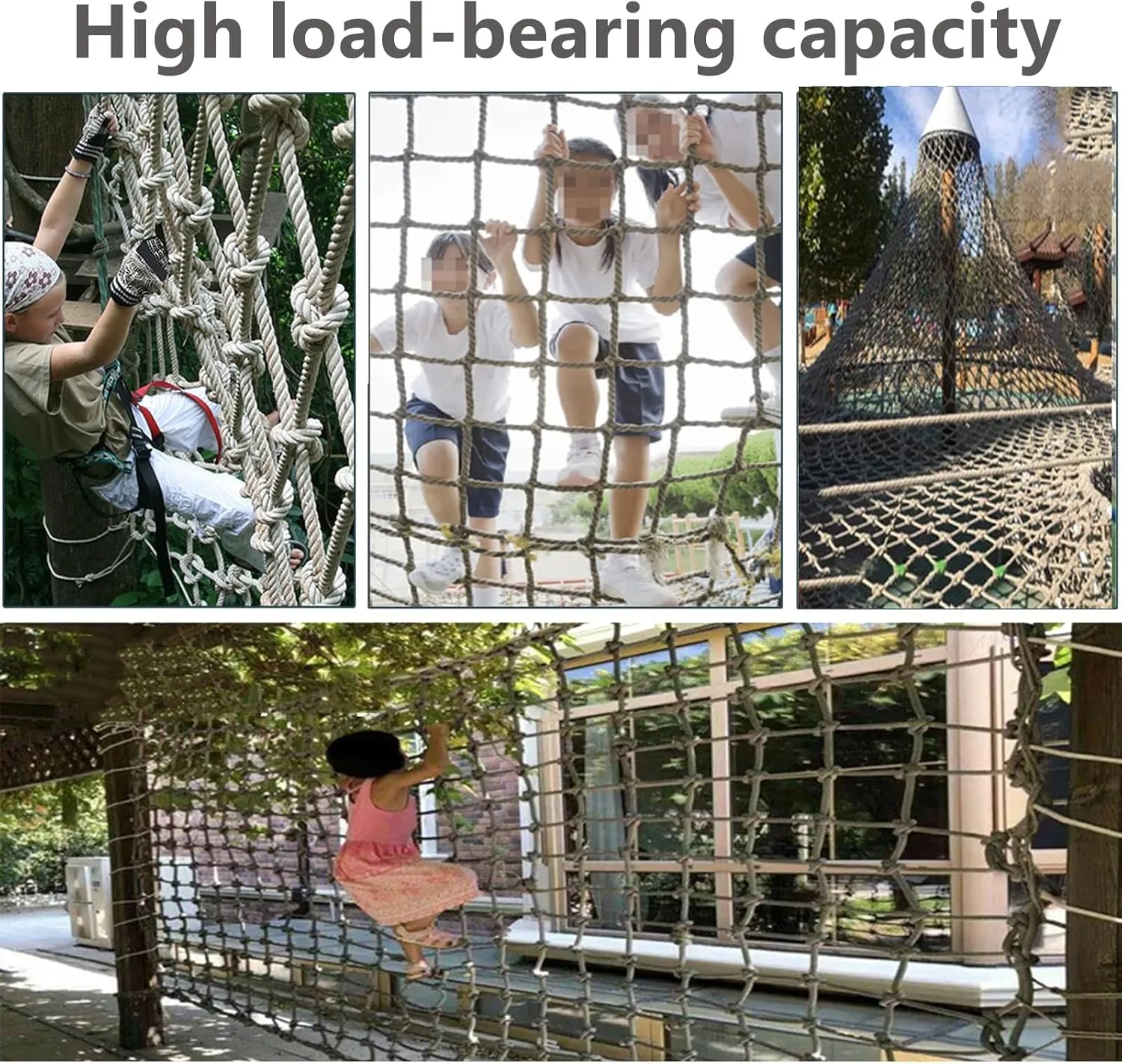 Heavy Duty Climbing Cargo Net,800lbs Load Capacity,Sturdy Polyester Safety Protection Mesh Rope for Treehouse, Playground Backyard Garden(Size:3.3 * 10ft)